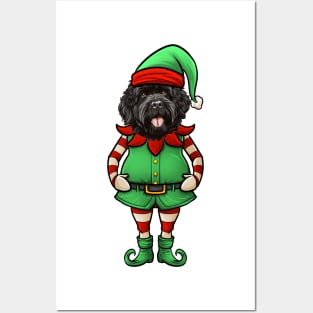 Funny Christmas Elf Bouvier des Flandres Dog Posters and Art